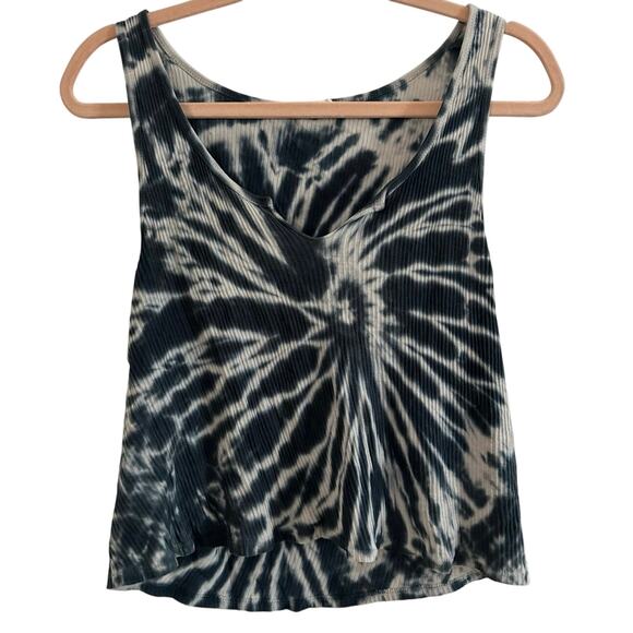 LACAUSA Roxy Tank Top Black Tie-Dye Shirt Slightly Cropped Grunge Punk - Sz M - Picture 1 of 4
